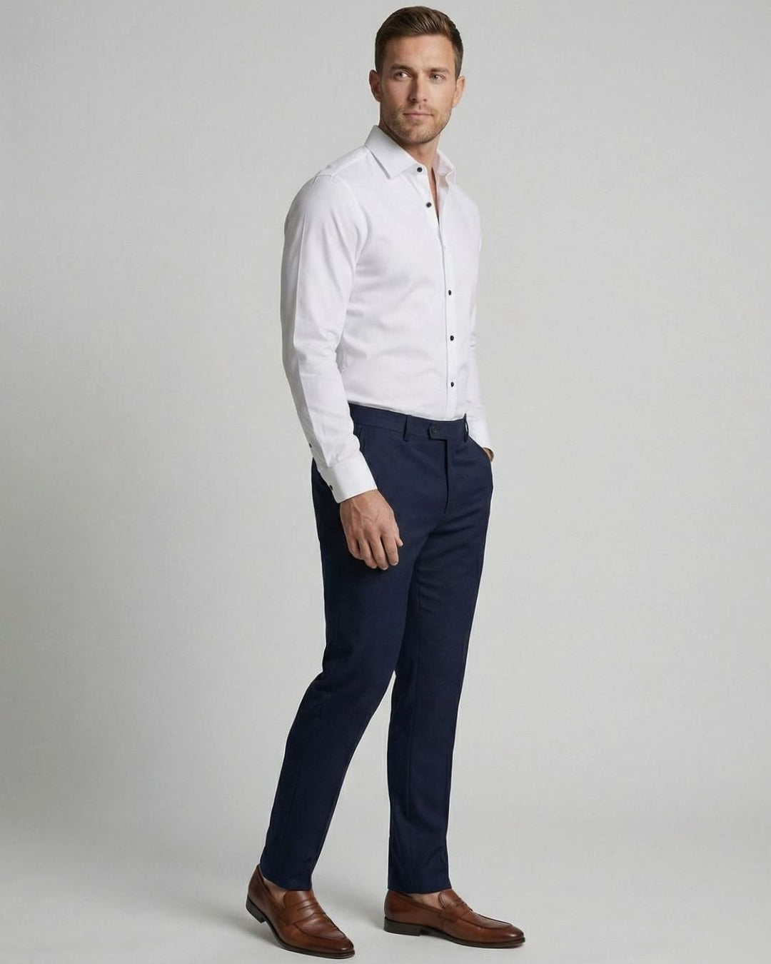 Men's Slim Fit Wrinkle-Free Button-Up Dress Shirt