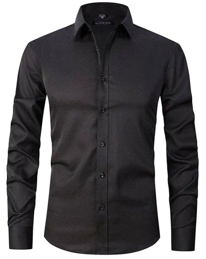 Men's Slim Fit Wrinkle-Free Button-Up Dress Shirt - Black