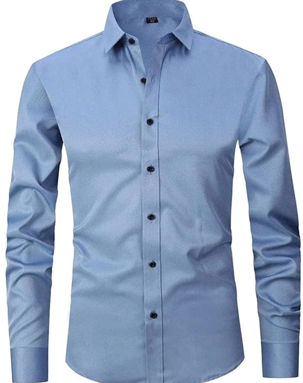Men's Slim Fit Wrinkle-Free Button-Up Dress Shirt - Blue