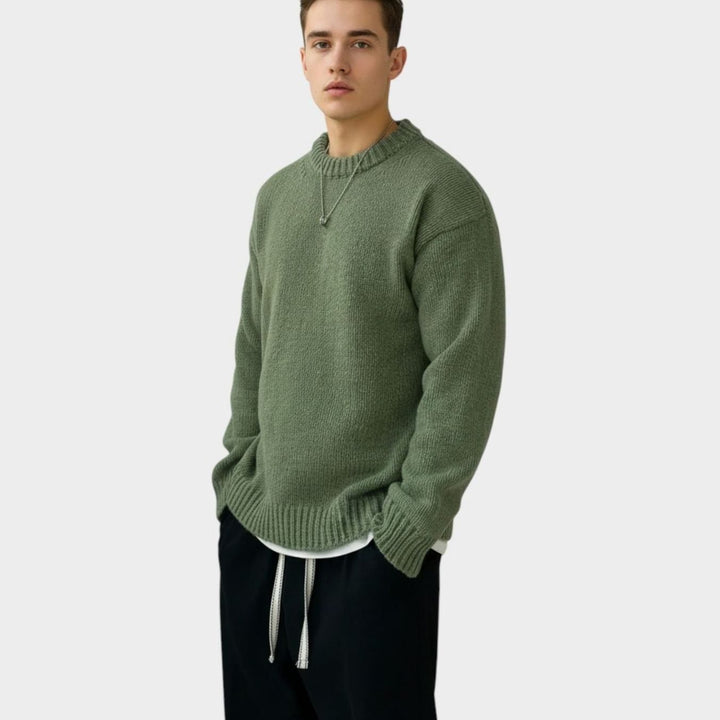 Men's Solid Crewneck Pullover Knit Sweater