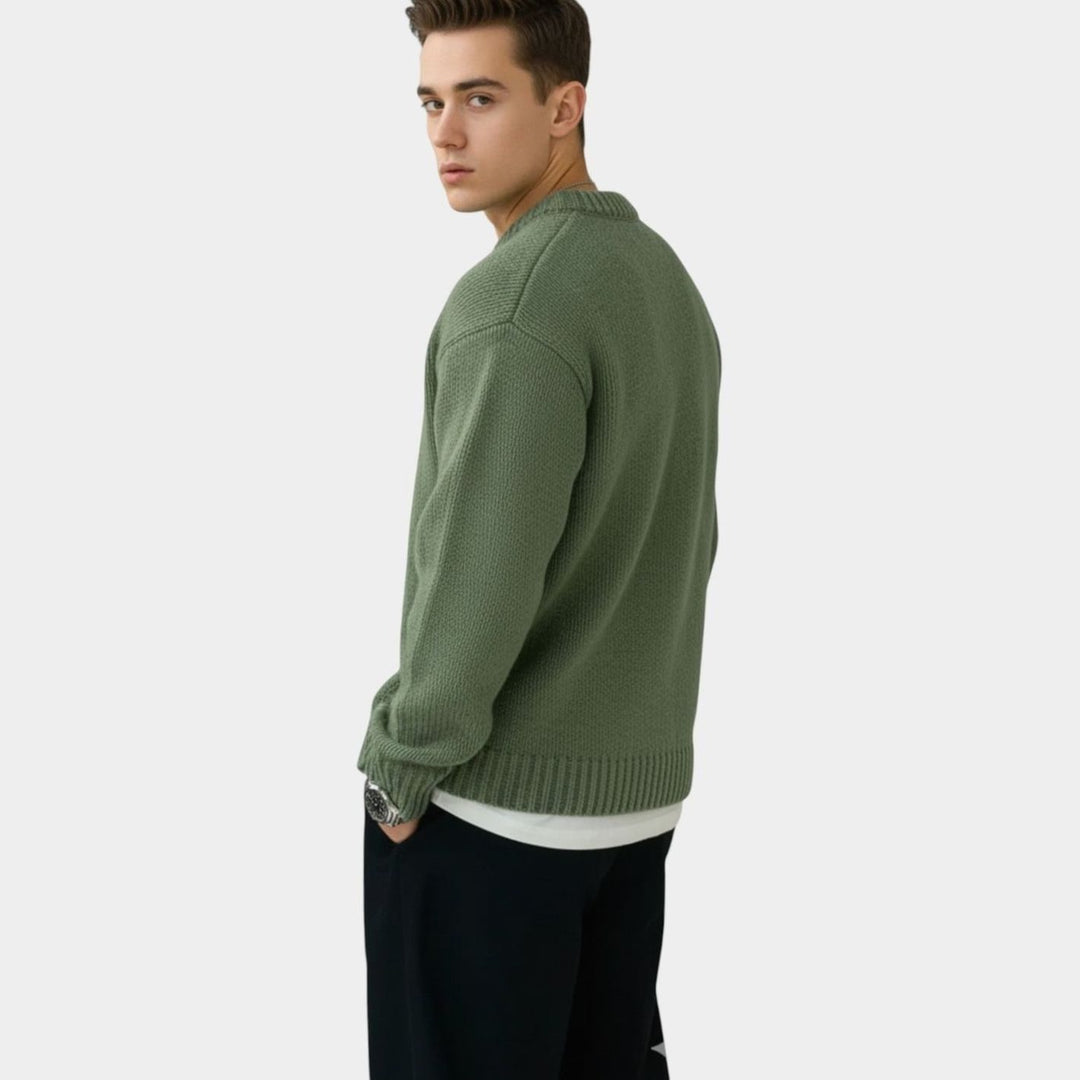 Men's Solid Crewneck Pullover Knit Sweater