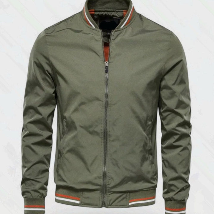 Men's Stand-Collar Full-Zip Bomber Jacket - Green