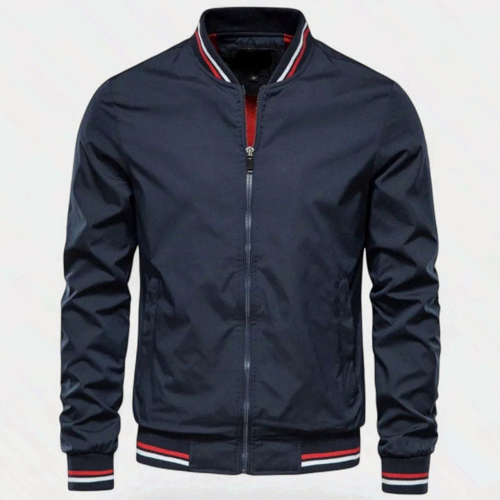 Men's Stand-Collar Full-Zip Bomber Jacket - Navy