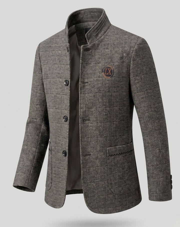 Men's Stand-Collar Padded Short Winter Coat - Coffee Brown - Padded