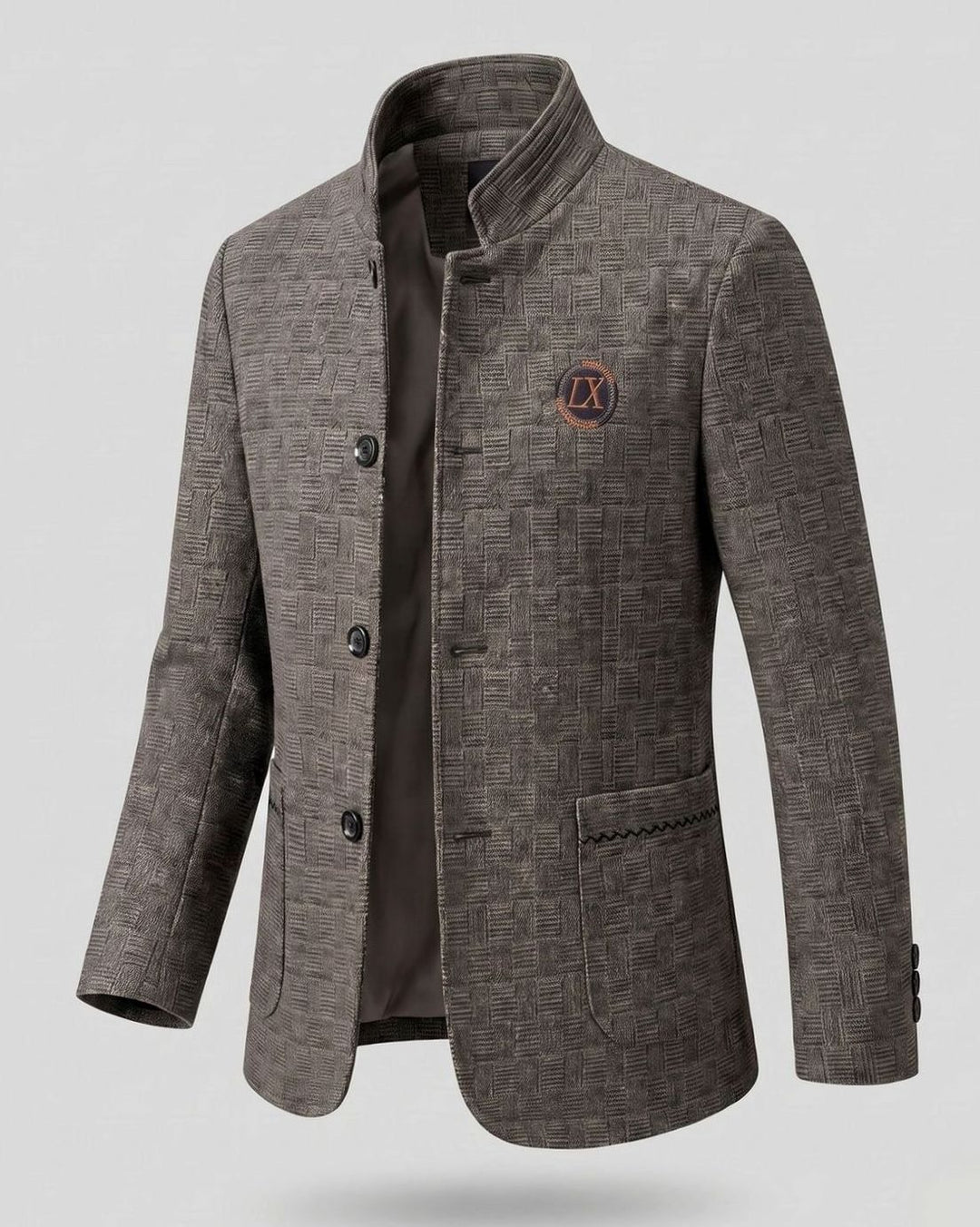 Men's Stand-Collar Padded Short Winter Coat - Coffee Brown