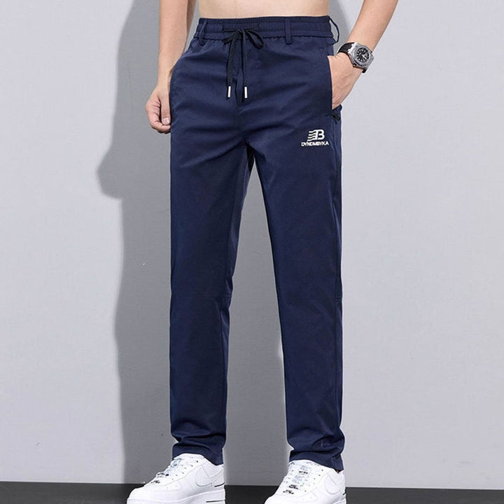 Men's Straight-Leg Drawstring Sweat Pants Zip Pockets
