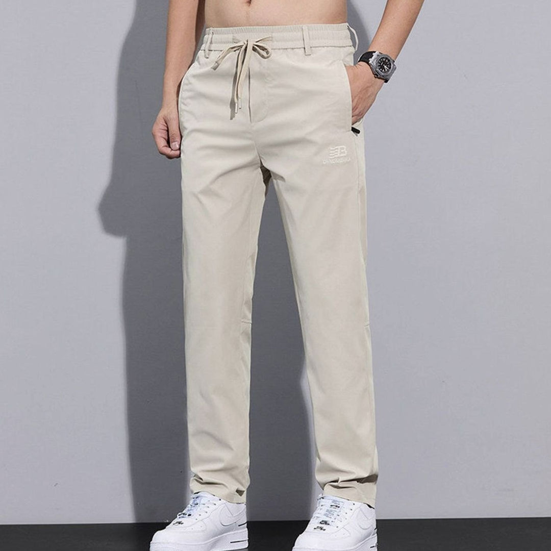 Men's Straight-Leg Drawstring Sweat Pants Zip Pockets