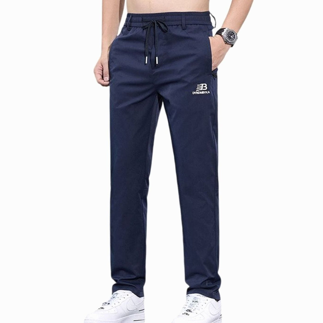 Men's Straight-Leg Drawstring Sweat Pants Zip Pockets