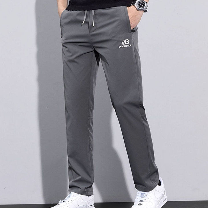 Men's Straight-Leg Drawstring Sweat Pants Zip Pockets - Dark Gray