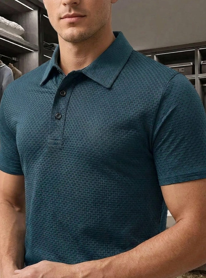Men's Stretch Textured Short-Sleeve Golf Polo Shirt