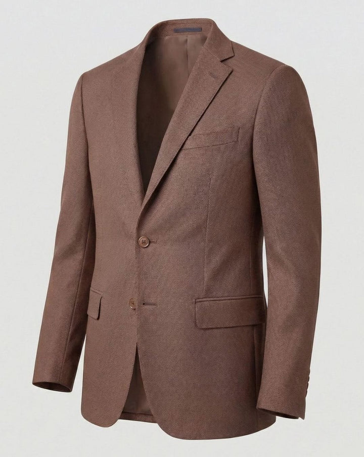 Men's Stretch Textured Two-Button Slim-Fit Blazer Jacket - Brown