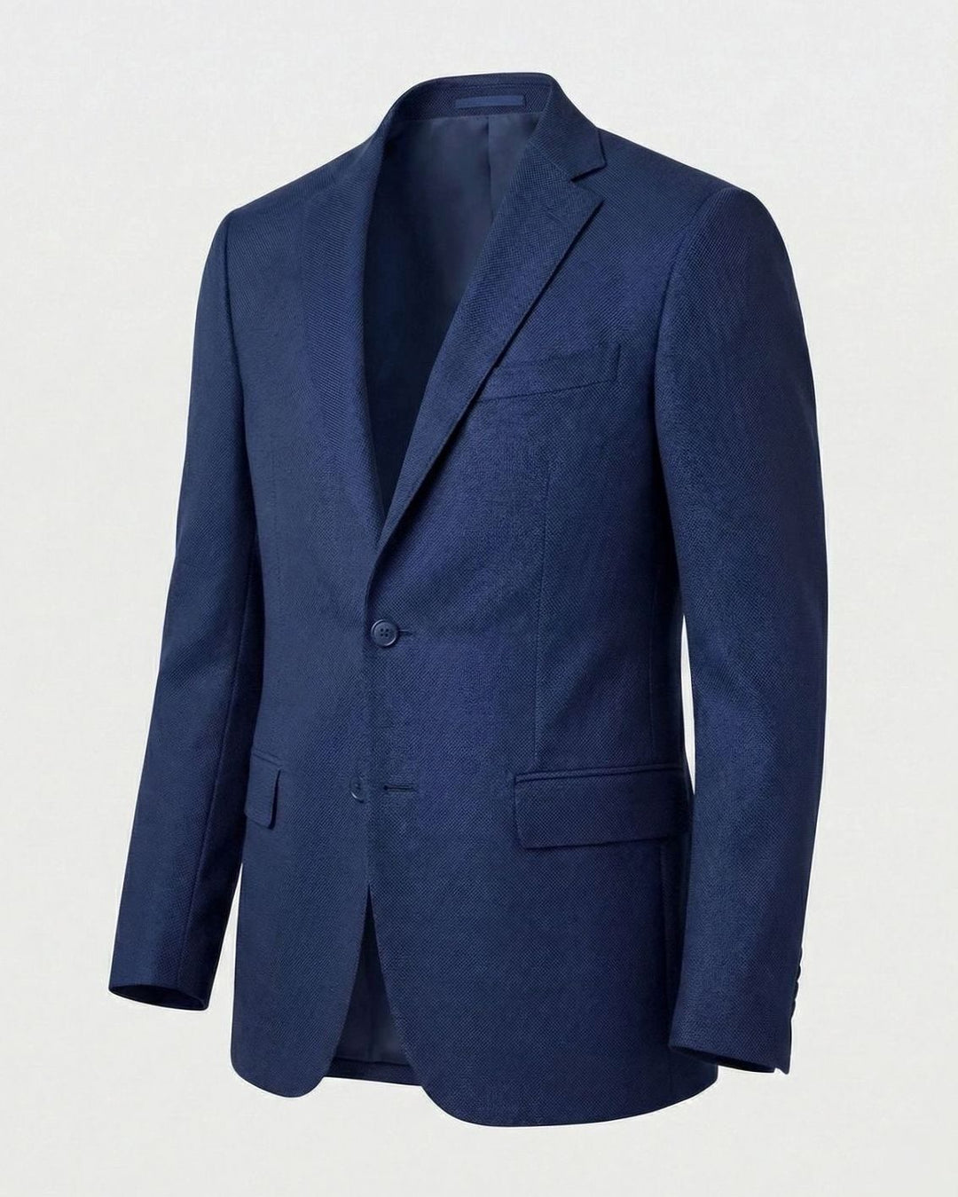 Men's Stretch Textured Two-Button Slim-Fit Blazer Jacket - Navy Blue