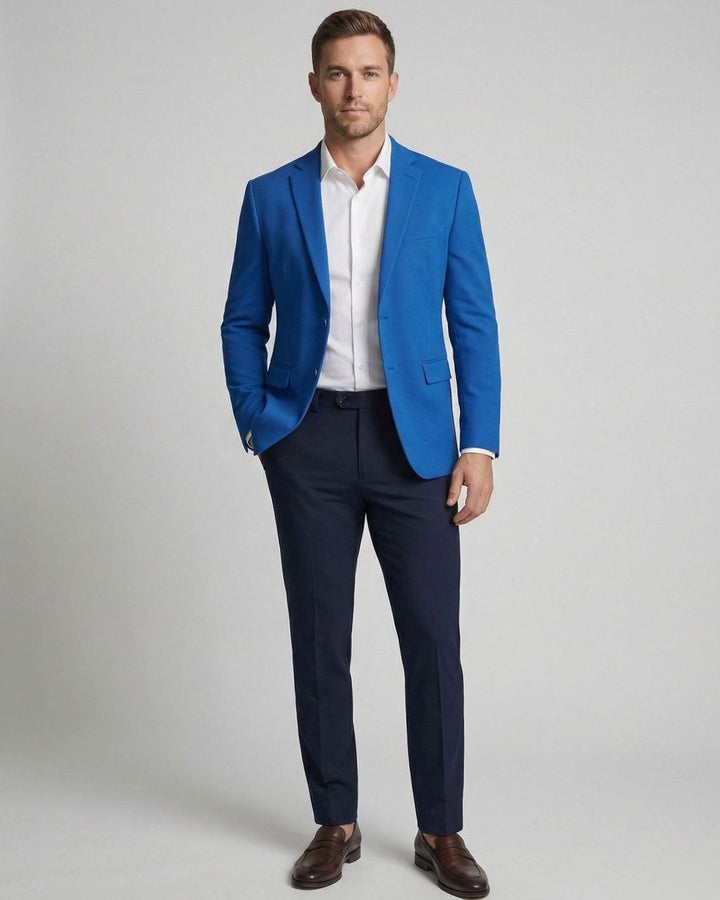 Men's Stretch Textured Two-Button Slim-Fit Blazer Jacket