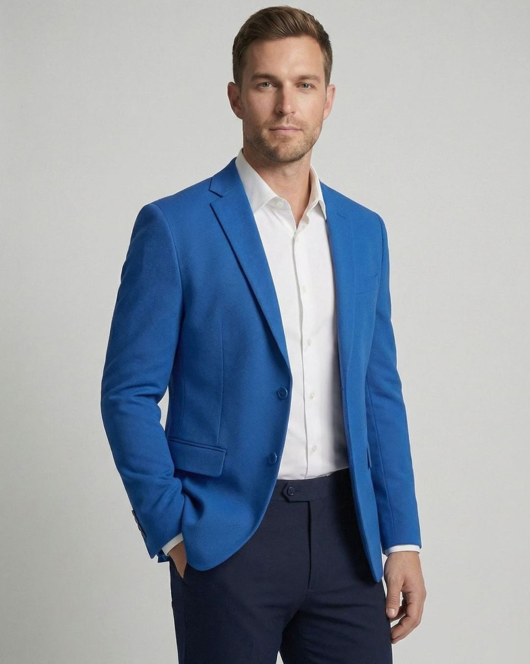 Men's Stretch Textured Two-Button Slim-Fit Blazer Jacket