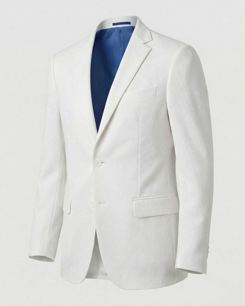 Men's Stretch Textured Two-Button Slim-Fit Blazer Jacket - White