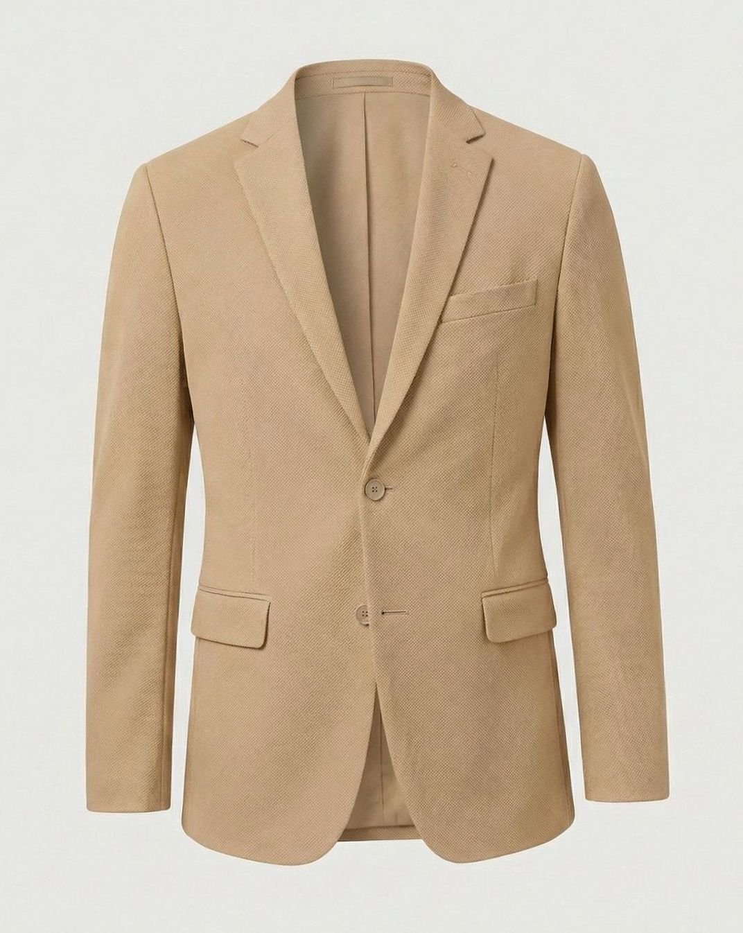 Men's Stretch Textured Two-Button Slim-Fit Blazer Jacket - Khaki