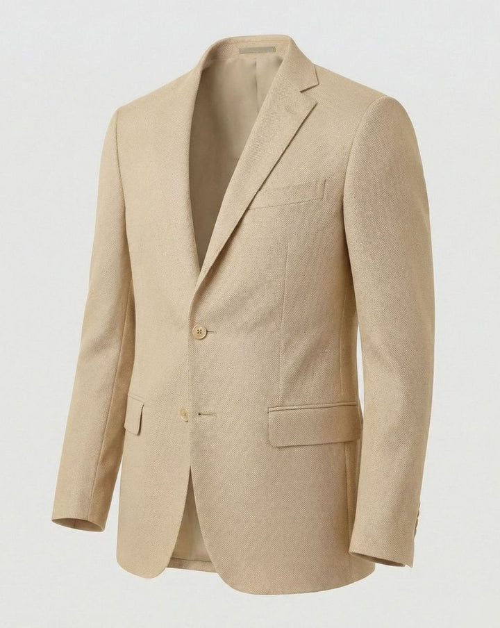 Men's Stretch Textured Two-Button Slim-Fit Blazer Jacket - Light Khaki