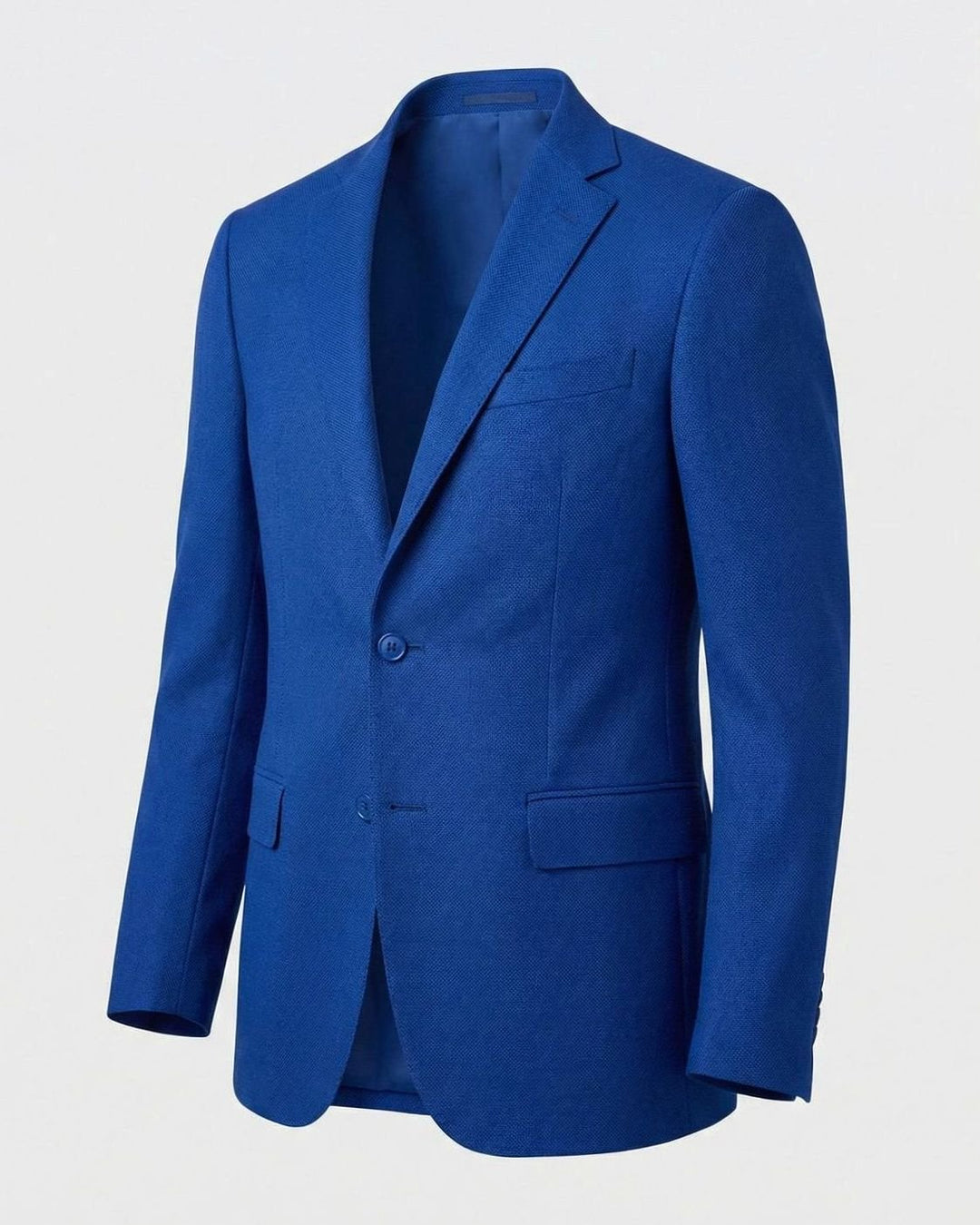 Men's Stretch Textured Two-Button Slim-Fit Blazer Jacket - Royal Blue