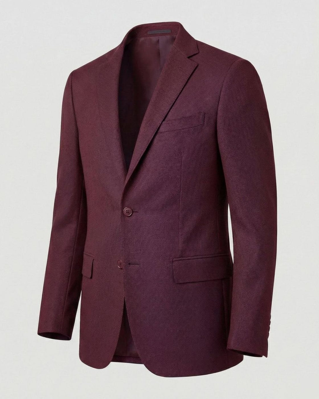 Men's Stretch Textured Two-Button Slim-Fit Blazer Jacket - Burgundy