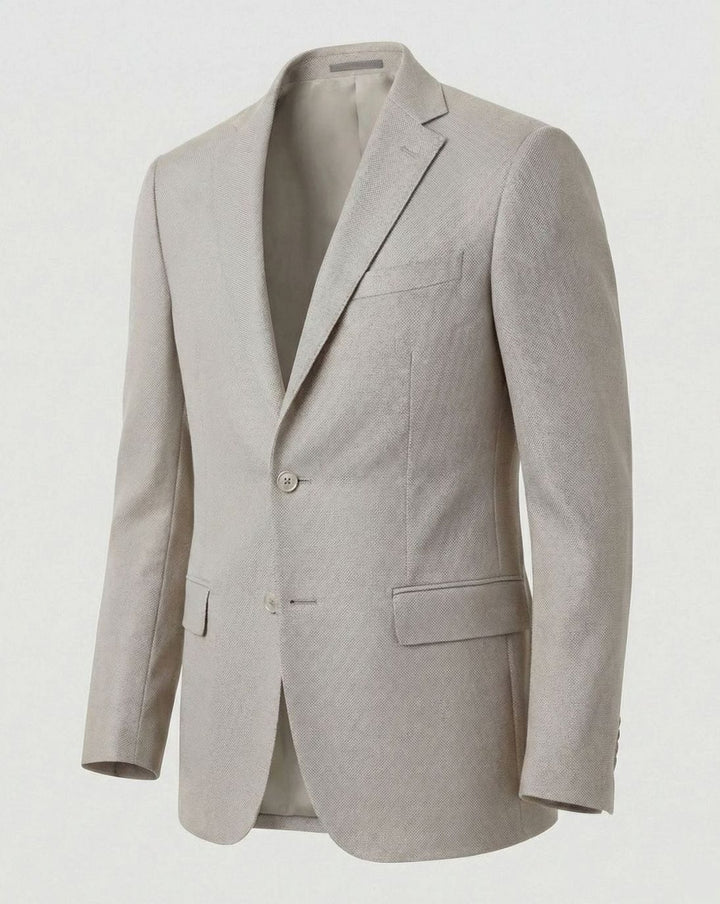 Men's Stretch Textured Two-Button Slim-Fit Blazer Jacket - Light Gray