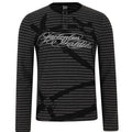 James | Men's Striped Long Sleeve Henley Shirt Cotton Blend Typo Print