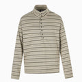Owen | Men's Striped Long Sleeve Henley Shirt High Stand-Up Collar Boxy Fit
