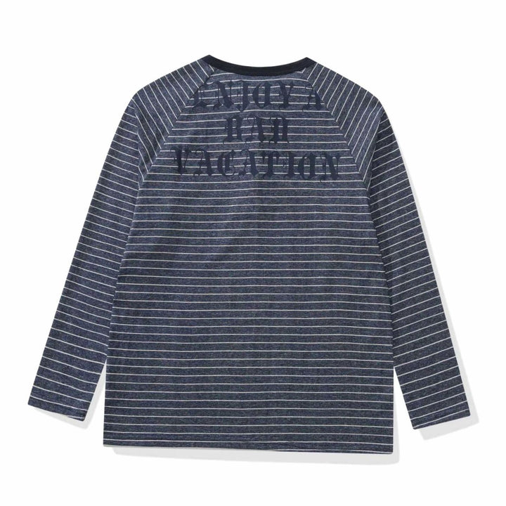 Men's Striped Raglan-Sleeve Cotton Blend Henley Shirt