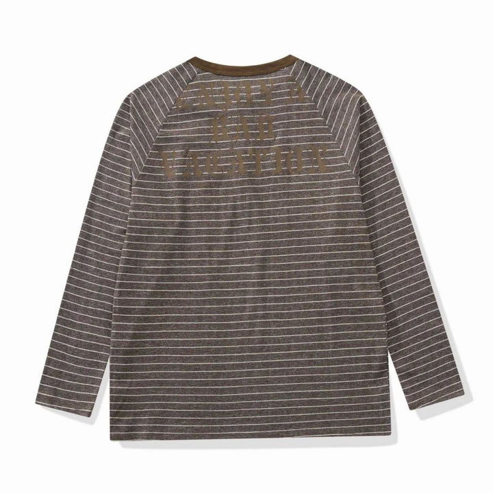 Men's Striped Raglan-Sleeve Cotton Blend Henley Shirt