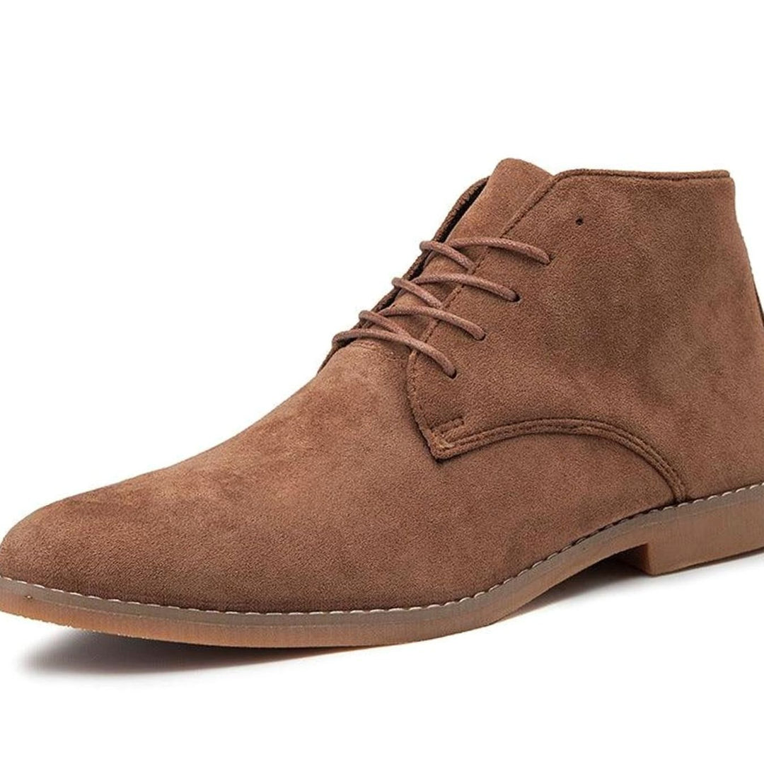 Men's Suede Round-Toe Lace-Up Ankle Boots - Brown