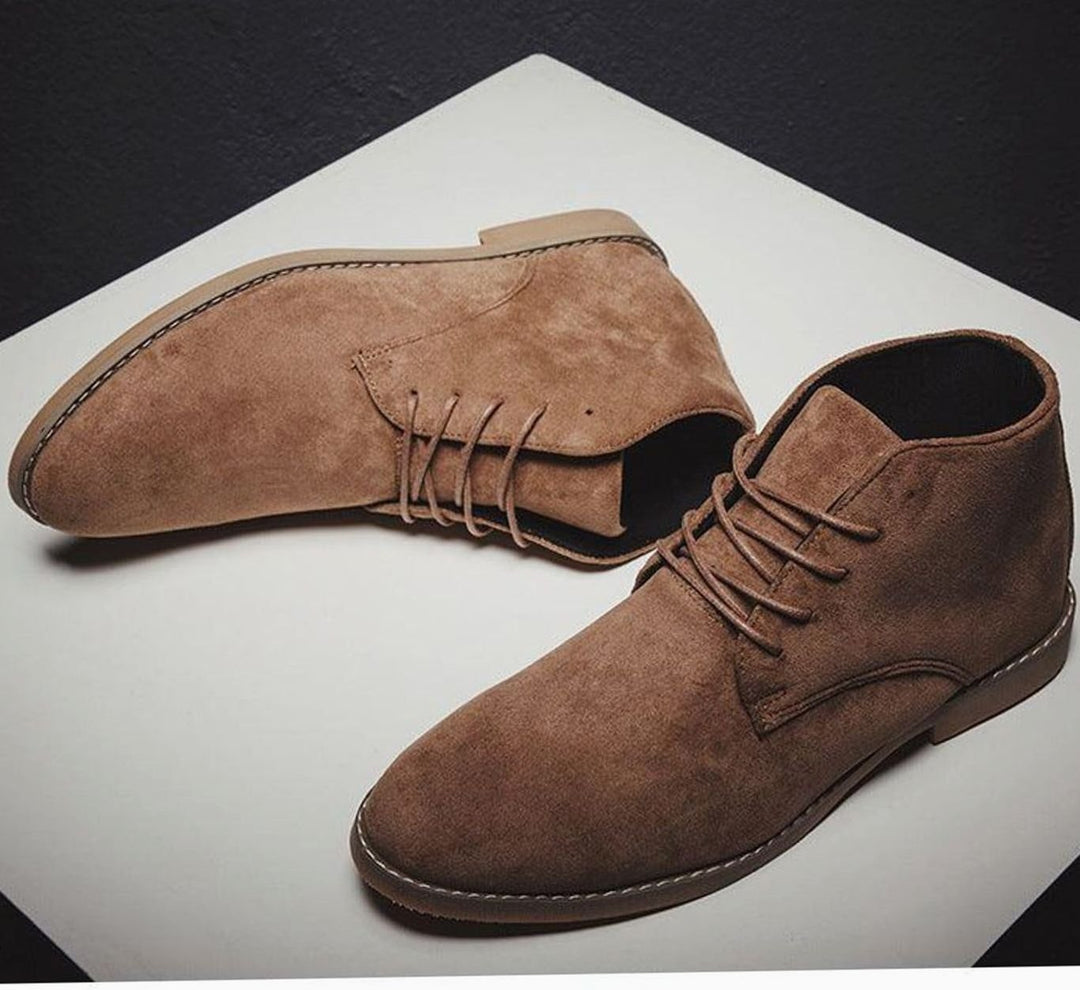 Men's Suede Round-Toe Lace-Up Ankle Boots