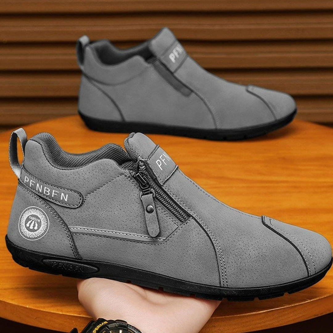 Men's Suede Slip-On Ankle Boots Side-Zip Chelsea Style - Gray