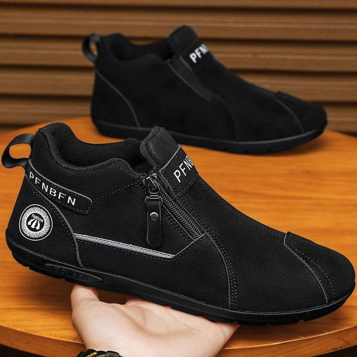 Men's Suede Slip-On Ankle Boots Side-Zip Chelsea Style - Black