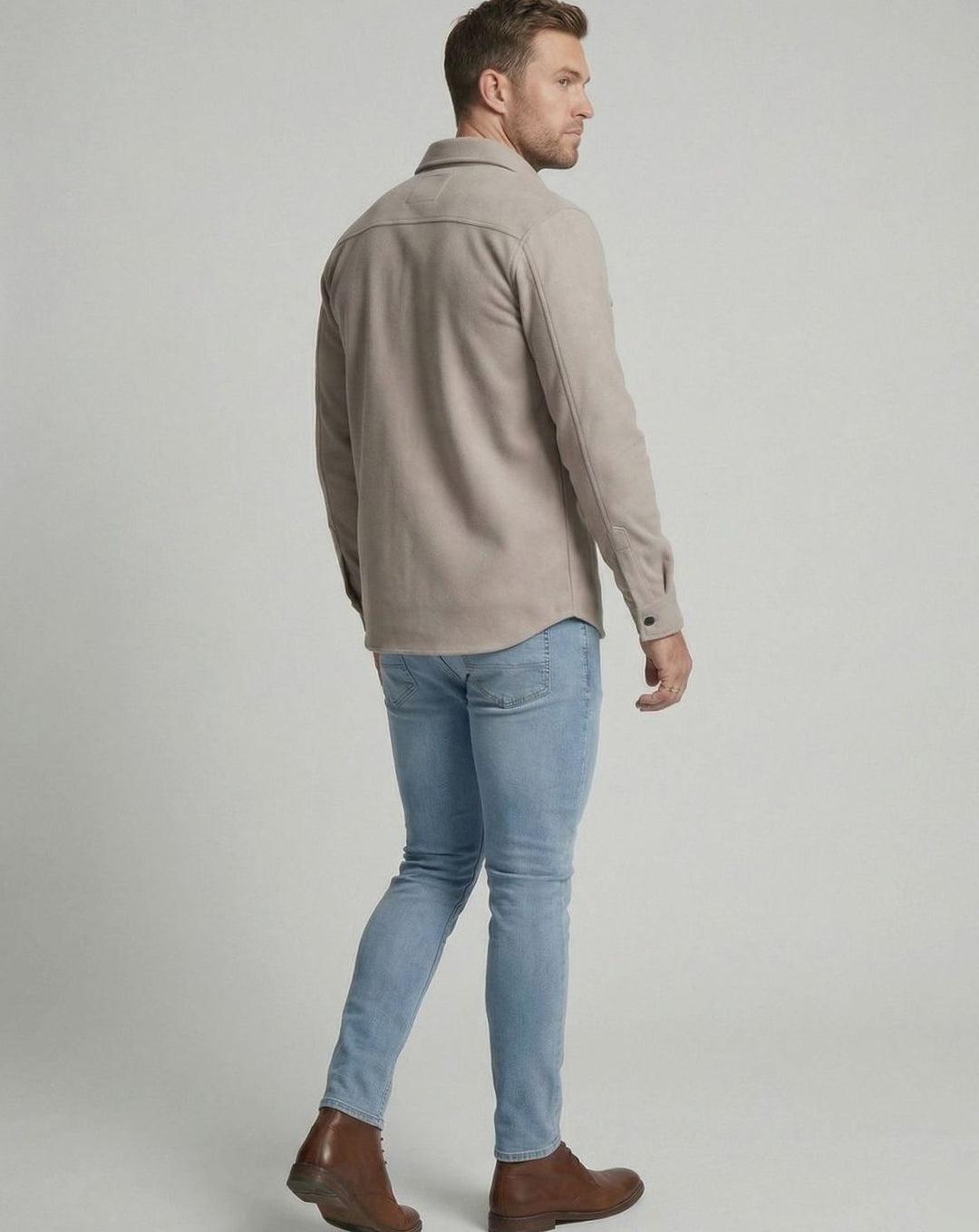 Men's Suede-Touch Button-Up Overshirt Jacket