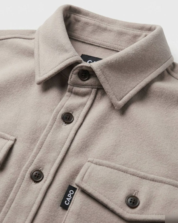 Men's Suede-Touch Button-Up Overshirt Jacket