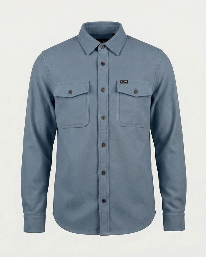 Men's Suede-Touch Button-Up Overshirt Jacket - Blue