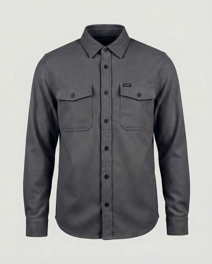 Men's Suede-Touch Button-Up Overshirt Jacket - Gray