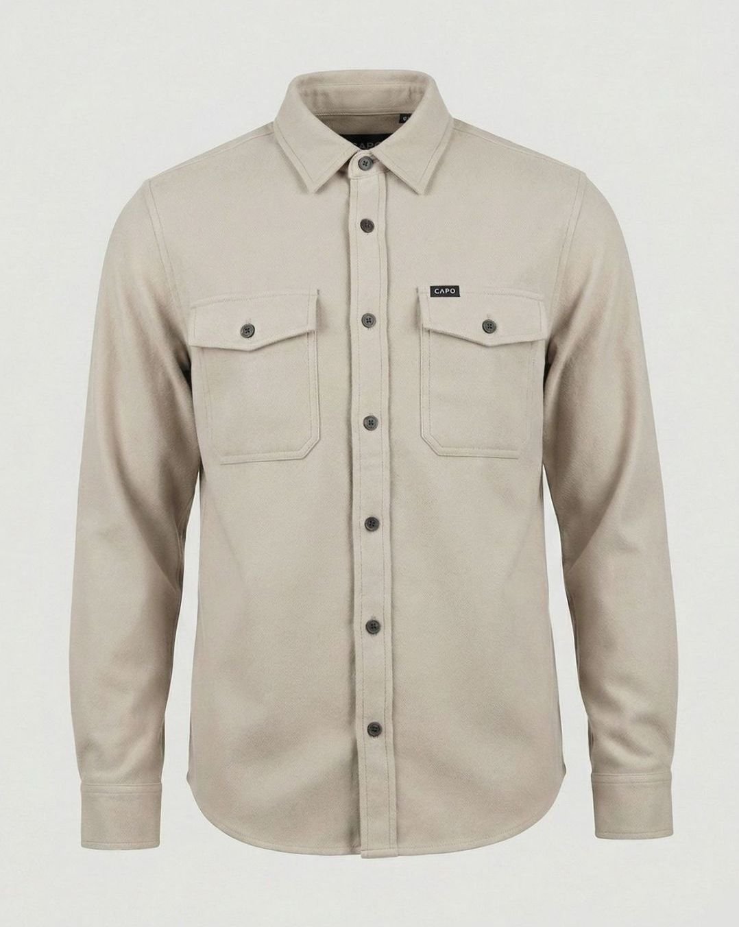 Men's Suede-Touch Button-Up Overshirt Jacket - Light Beige