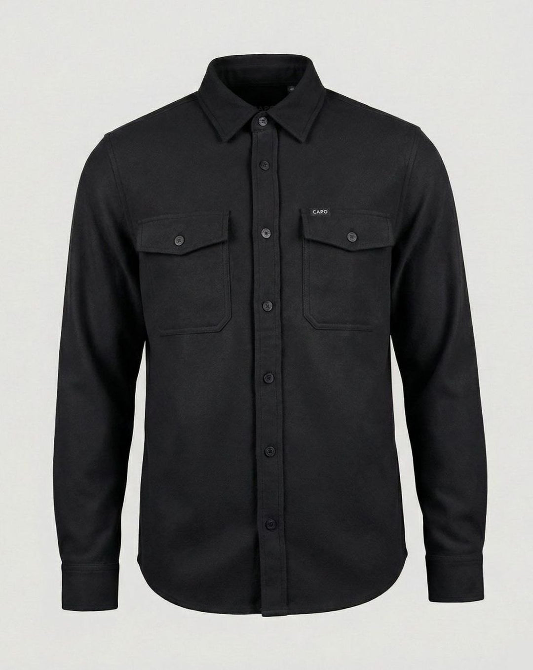 Men's Suede-Touch Button-Up Overshirt Jacket - Black