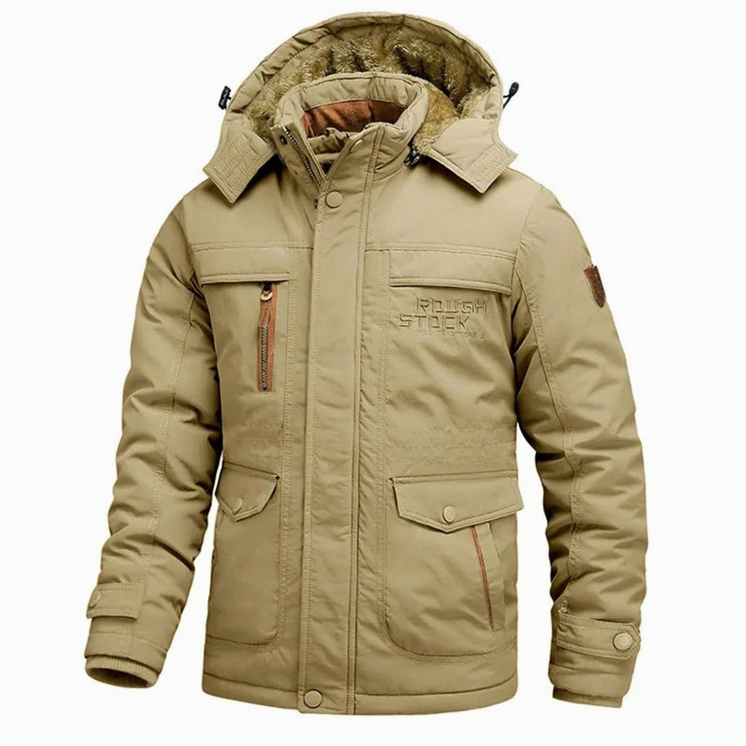 Men's Tactical Waterproof Winter Coat Fleece-Lined Detachable Hood