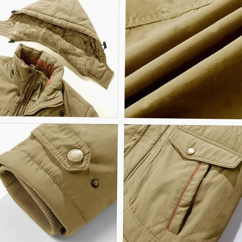 Men's Tactical Waterproof Winter Coat Fleece-Lined Detachable Hood