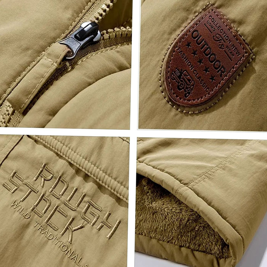 Men's Tactical Waterproof Winter Coat Fleece-Lined Detachable Hood