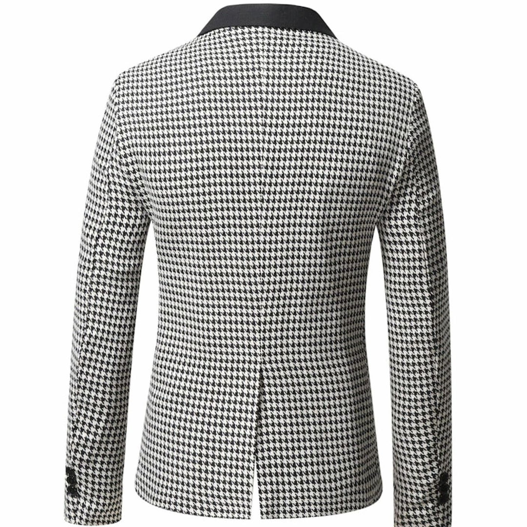 Men's Tailored Blazer Houndstooth Single-Button Notch Lapel Sport Coat