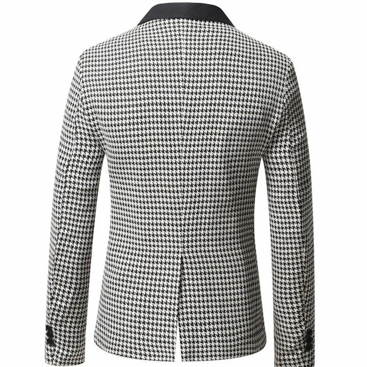 Men's Tailored Blazer Houndstooth Single-Button Notch Lapel Sport Coat