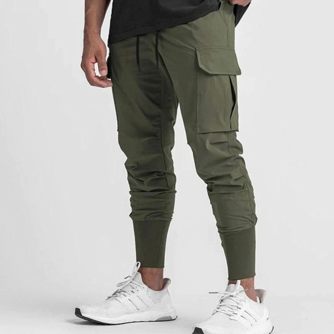 Men's Tapered Cargo Pants Drawstring Jogger - Army Green