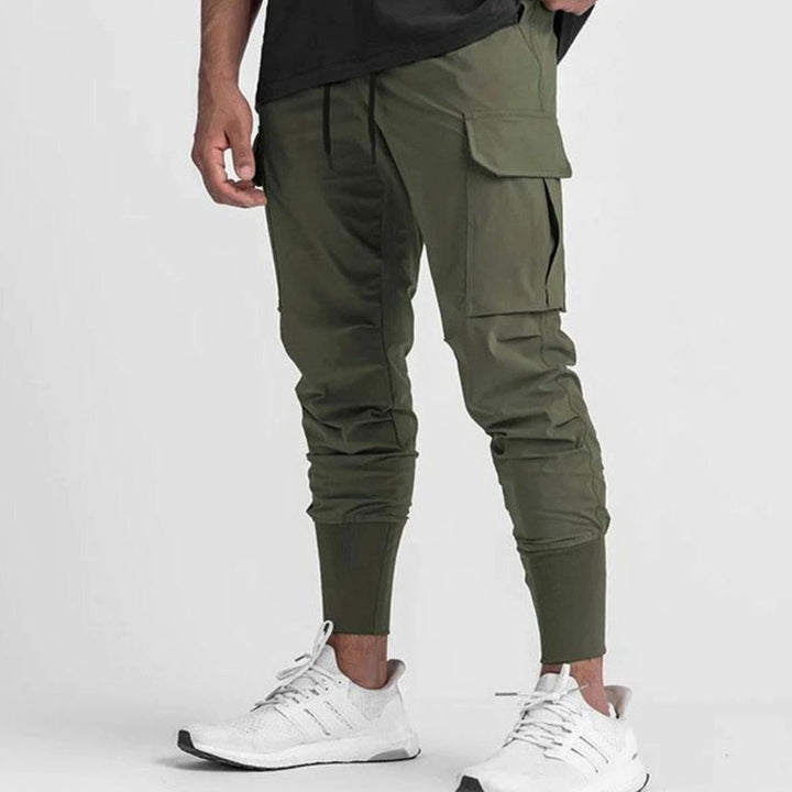 Men's Tapered Cargo Pants Drawstring Jogger - Army Green