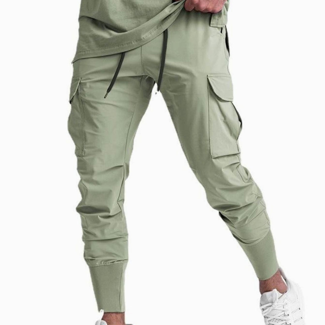 Men's Tapered Cargo Pants Drawstring Jogger - Light Green