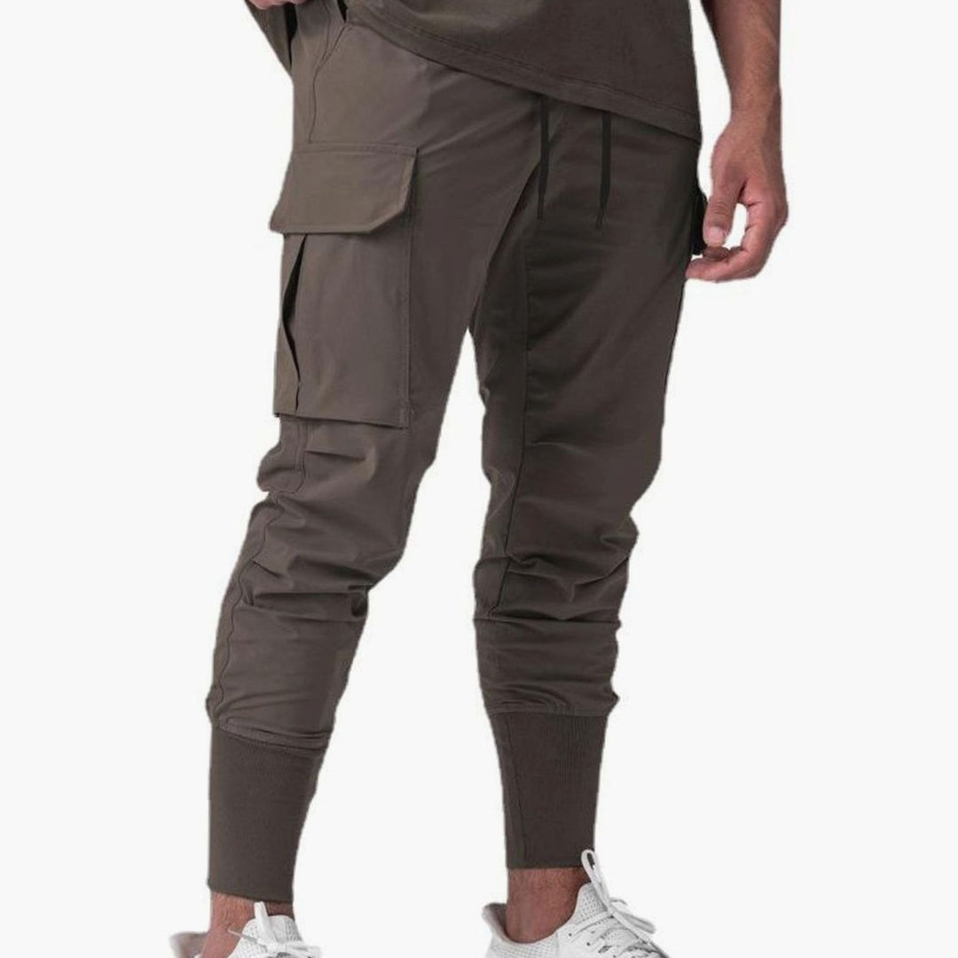 Men's Tapered Cargo Pants Drawstring Jogger - Brown