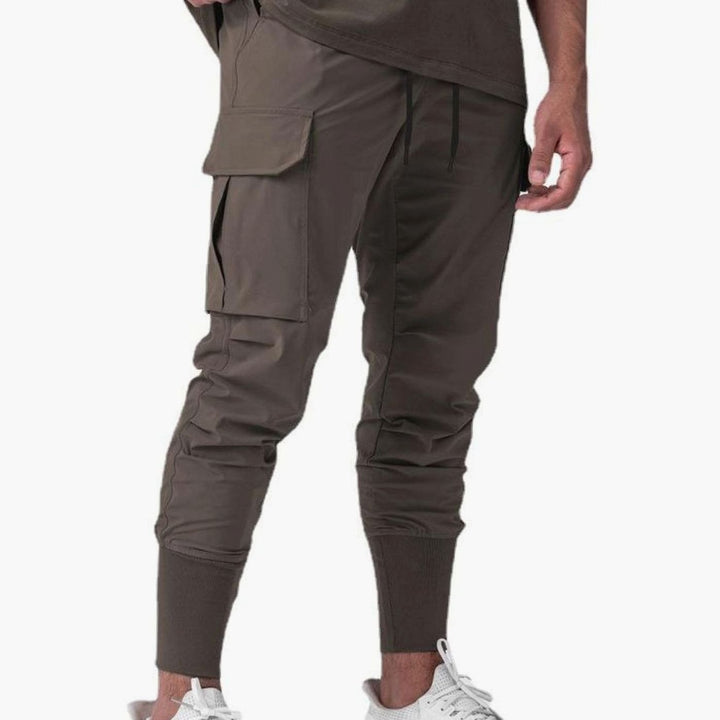 Men's Tapered Cargo Pants Drawstring Jogger - Brown
