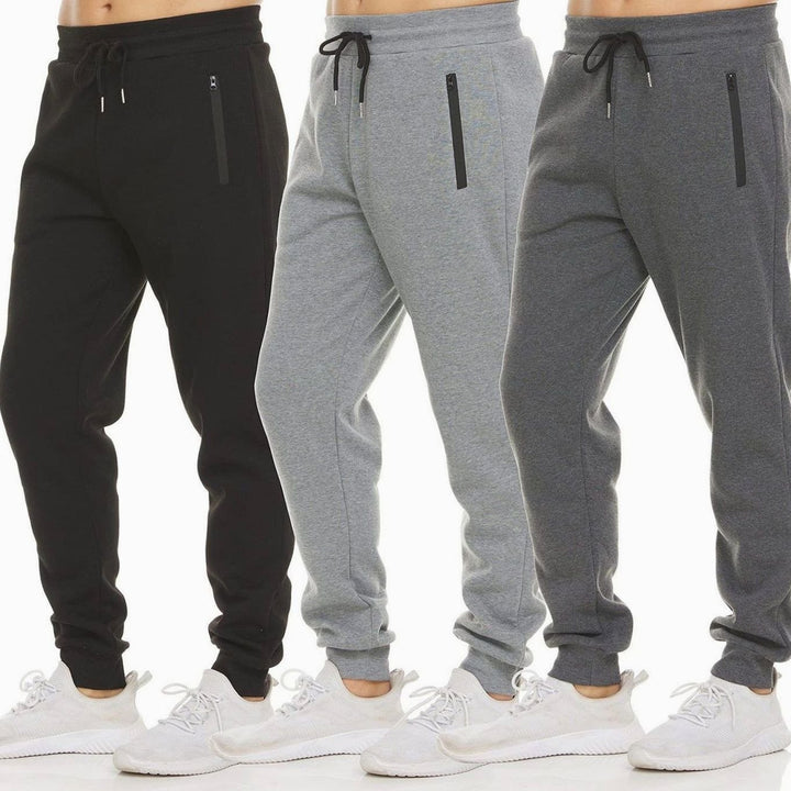 Men's Tapered Fleece Sweat Pants Zip-Pocket Joggers