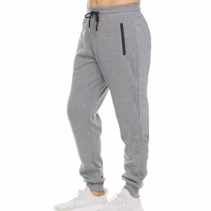 Men's Tapered Fleece Sweat Pants Zip-Pocket Joggers - Light Gray